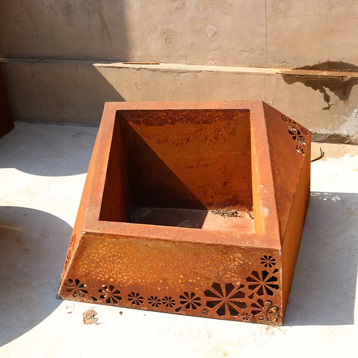 Cor-ten Steel Metal Square Round Planter Box
