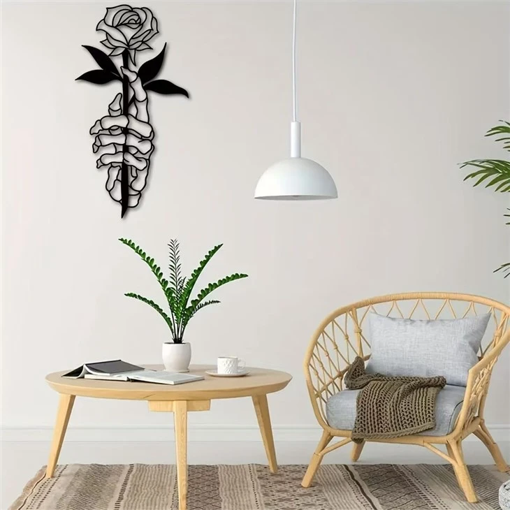 Modern Black Rose Metal Wall Art